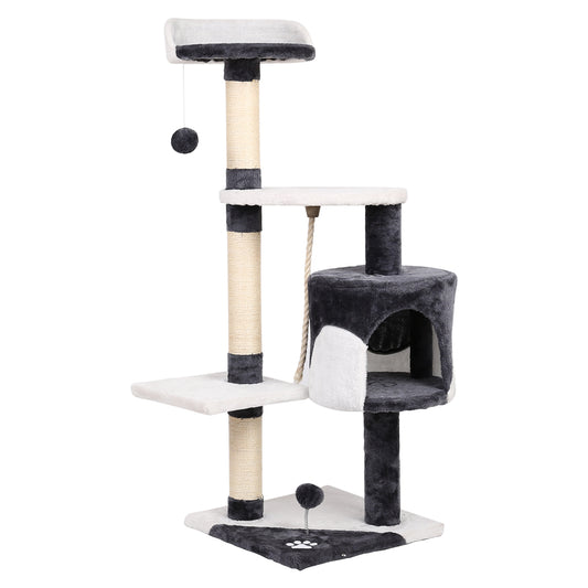 CAT TREE PLAYHOUSE (112cm Grey & White)