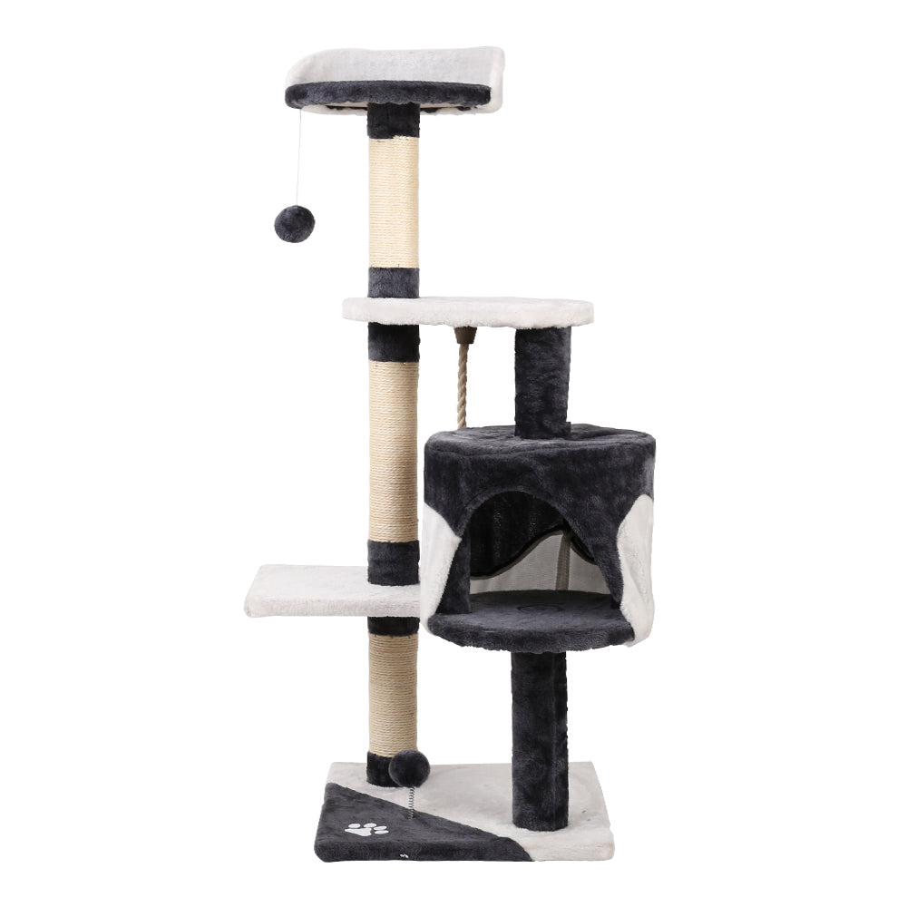 CAT TREE PLAYHOUSE (112cm Grey & White)