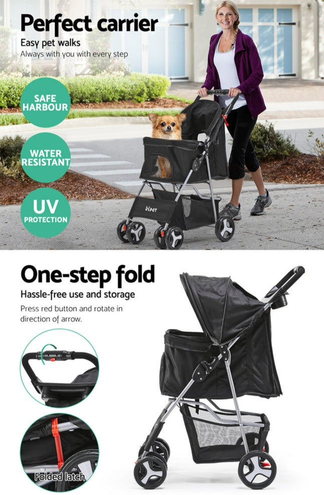 3 in 1 Convertible Pet Stroller (Black)