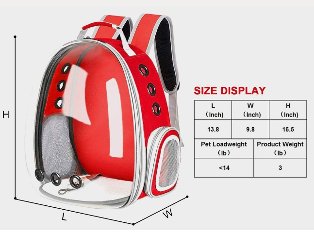 Space Capsule Pet Backpack (Red)