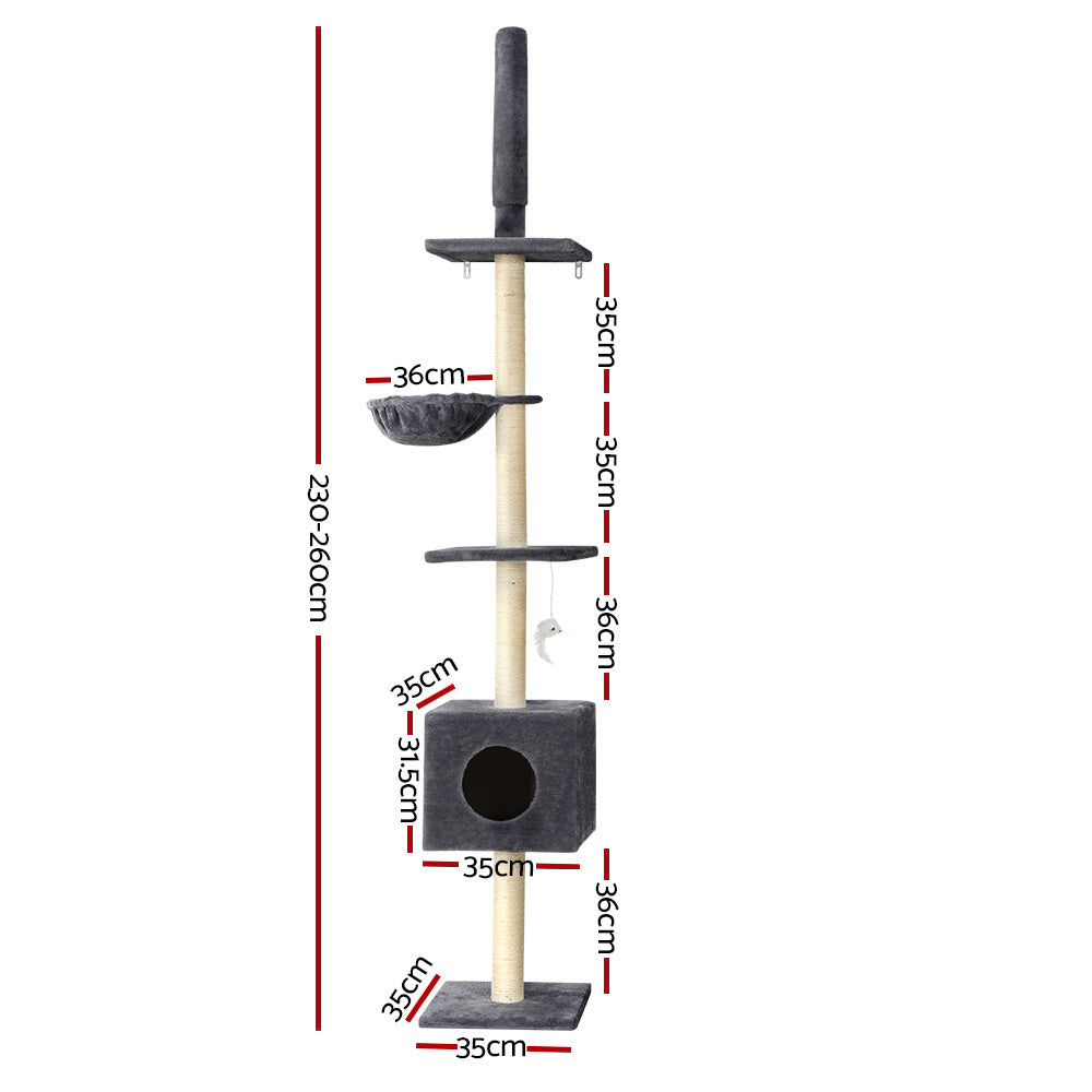 Tall Cat Tower with Cubby (260cm)