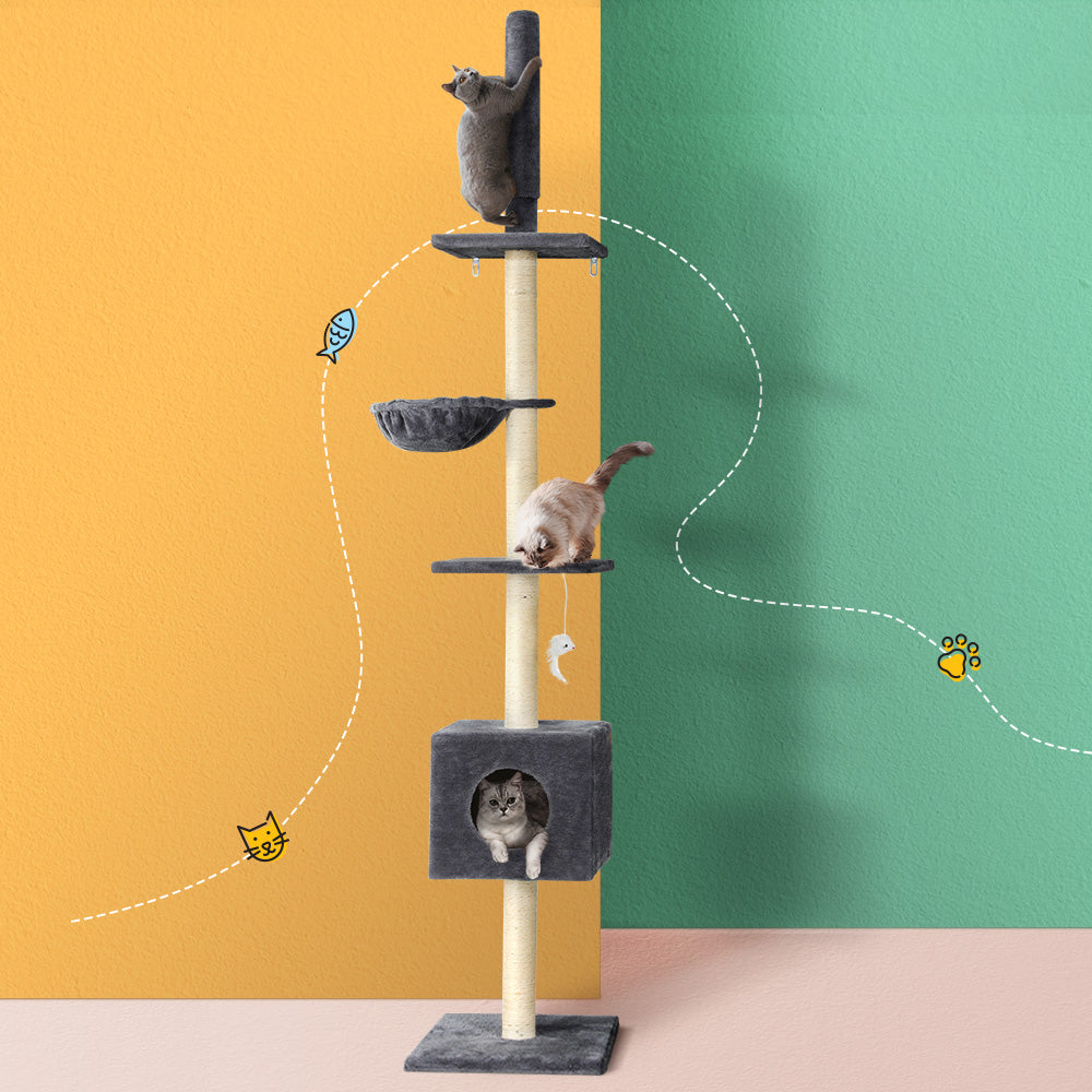 Tall Cat Tower with Cubby (260cm)