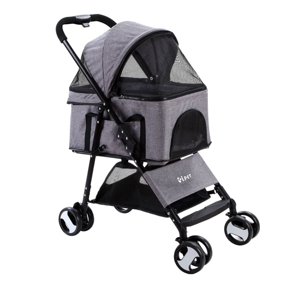 Grey Convertible Pet Stroller|Grey Pet Stroller |I Love Dogs & Fitness