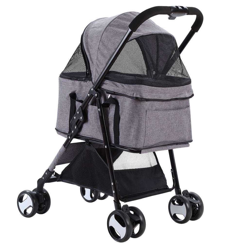 Grey Convertible Pet Stroller|Grey Pet Stroller |I Love Dogs & Fitness