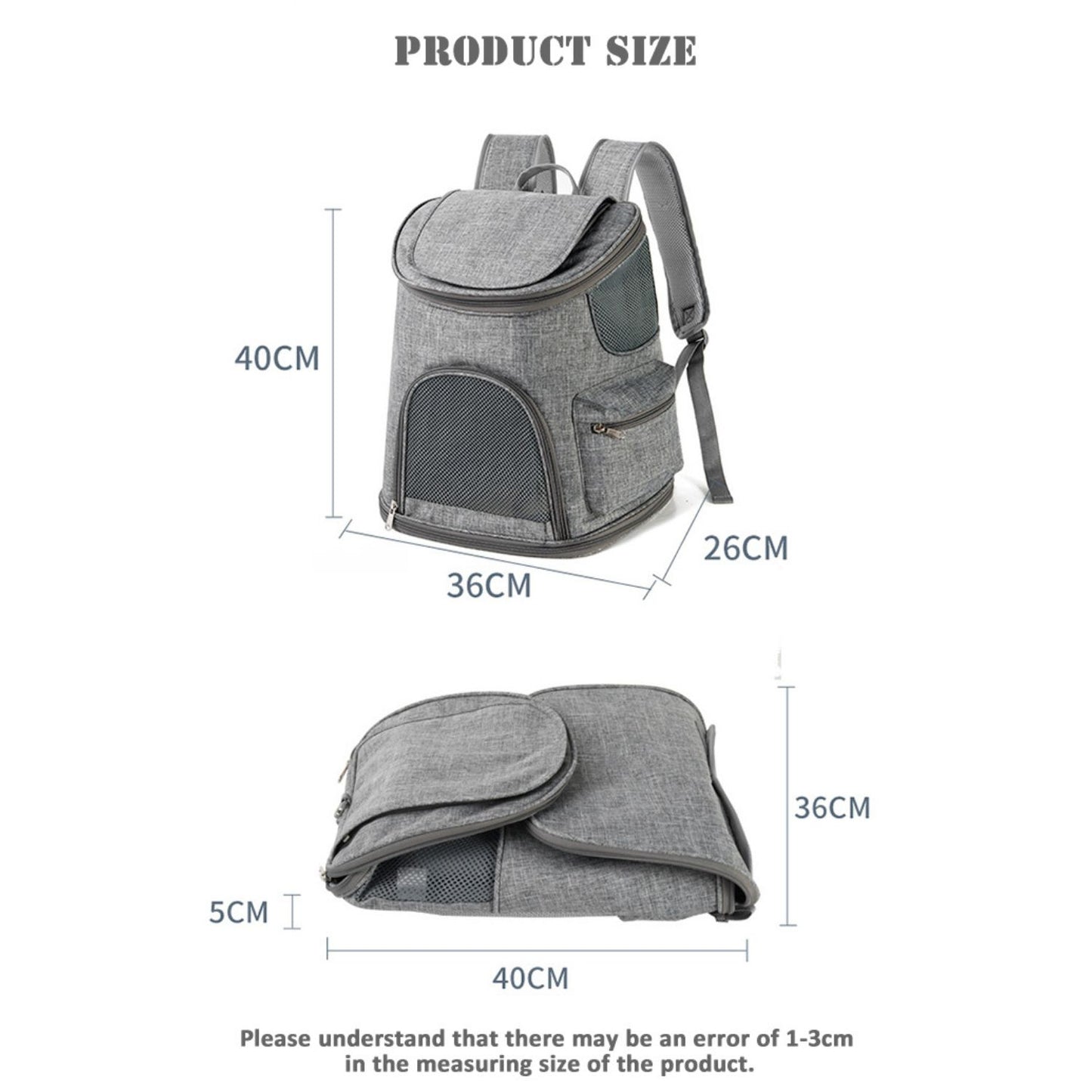 Pet Travel Backpack (Grey)